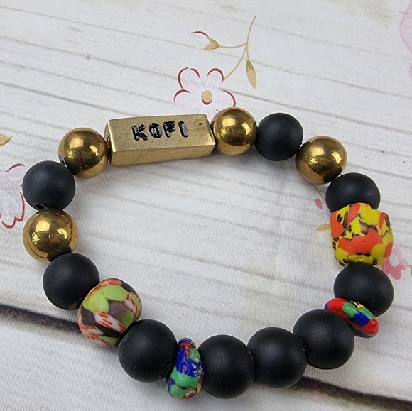 Authentic African men's beads bracelet elastic - Picture 9 of 11